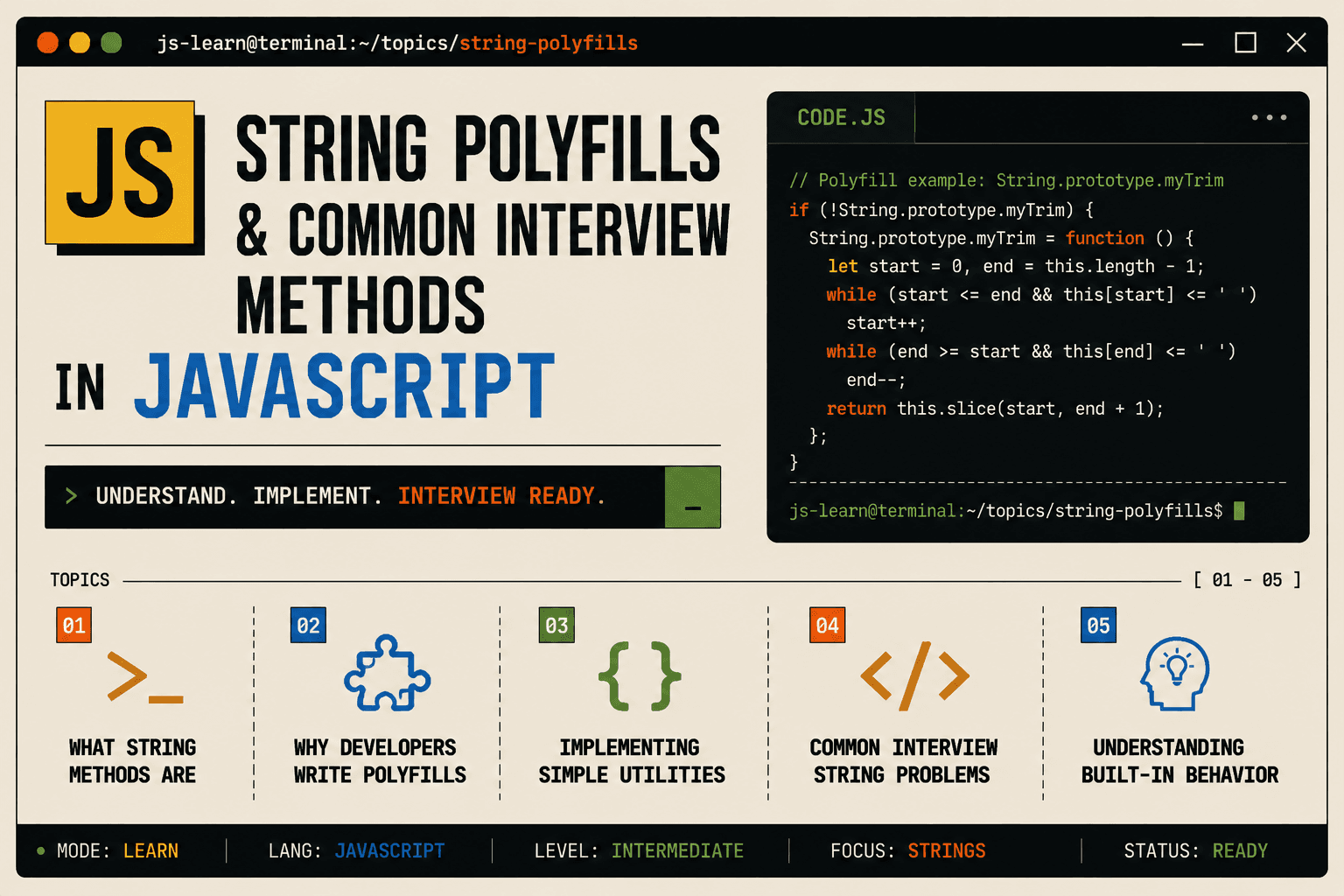 String Polyfills and Common Interview Methods in JavaScript